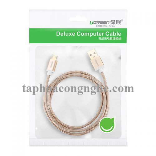 Ugreen 30659 0.5M màu Vàng Cáp sạc truyền dữ liệu USB 2.0 sang MICRO USB đầu mạ vàng US134 30030659